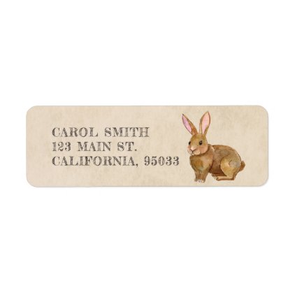 Watercolor Easter Bunny Rabbit. Label