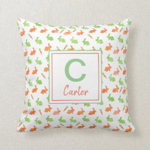 Watercolor Easter Bunny Silhouette Personalized Throw Pillow