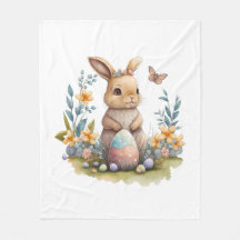 Watercolor Easter bunny soft blanket