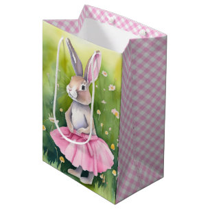 Watercolor Easter Bunny With Tutu Medium Gift Bag
