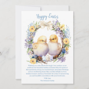 Watercolor Easter Chick Personalized Holiday Card