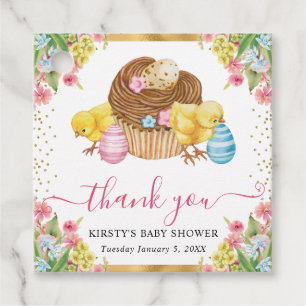Watercolor Easter Chicks and Cake Baby Shower Favor Tags