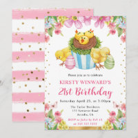 Watercolor Easter Chicks Spring 21st Birthday
