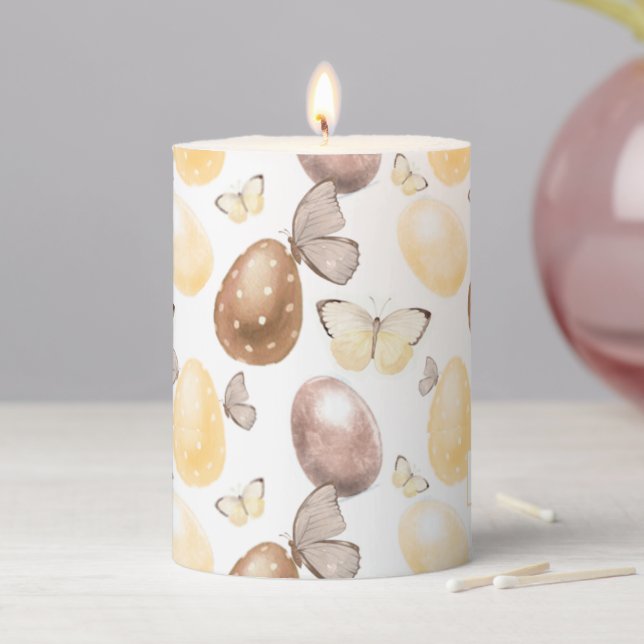 Watercolor Easter Chocolate and Caramel Eggs Pillar Candle (In Situ)