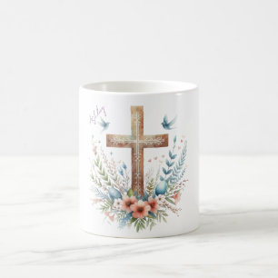 Watercolor Easter Cross Personalized Coffee Mug