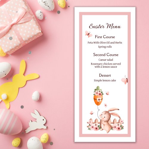 Watercolor Easter Cute Bunny with Balloon Menu