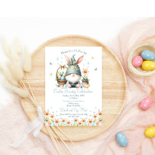 Watercolor Easter Cute Gnome Celebration Invitation