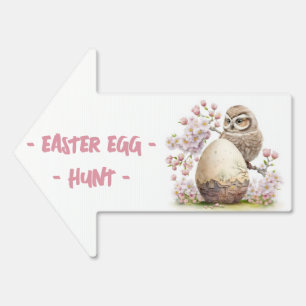 Watercolor Easter Egg - Baby Owl  Egg Hunt Arrow Sign
