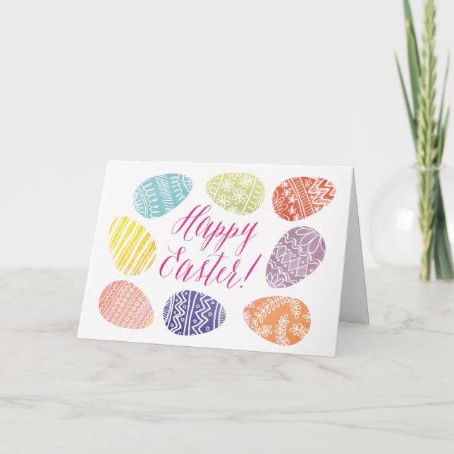 Watercolor Easter Egg Card (Front)