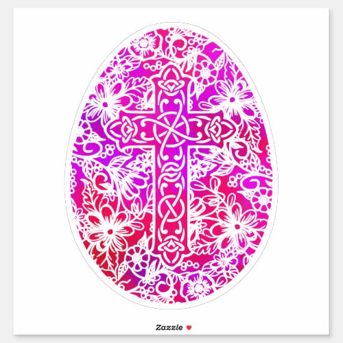 Watercolor Easter Egg Cross Sticker
