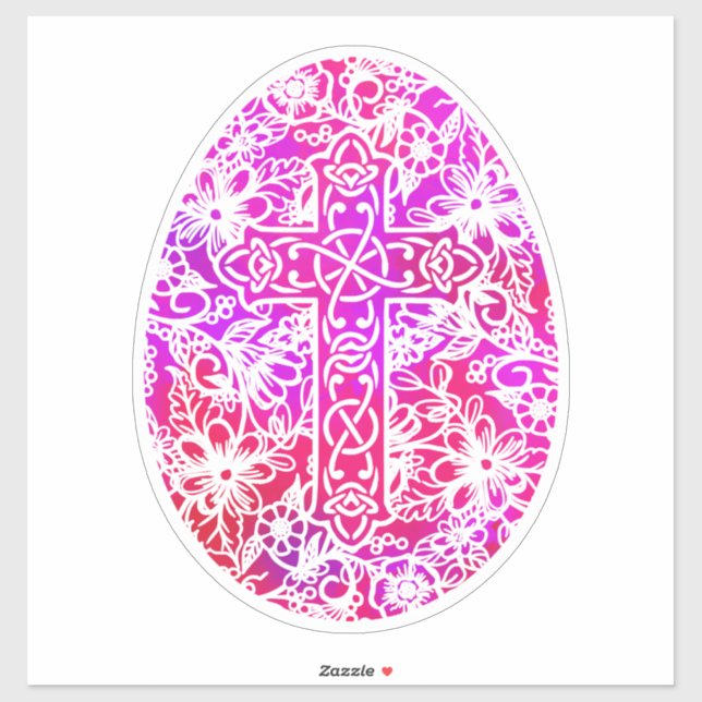 Watercolor Easter Egg Cross Sticker (Sheet)