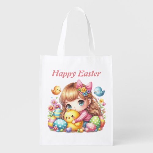 watercolor easter egg  grocery bag