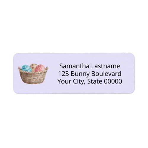 Watercolor Easter Egg Hunt Basket Lavender Address Label