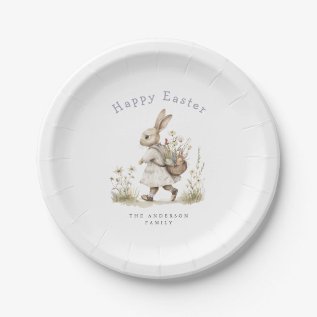 Watercolor Easter Egg Hunt Paper Plates (Front)
