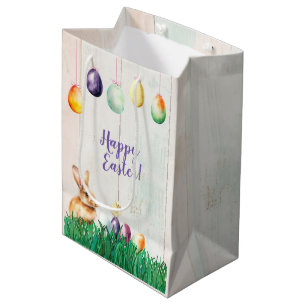 Watercolor Easter Egg Hunt Party Medium Gift Bag