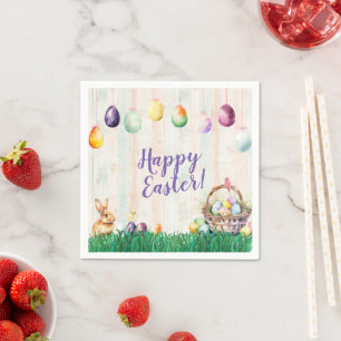 Watercolor Easter Egg Hunt Party Napkins