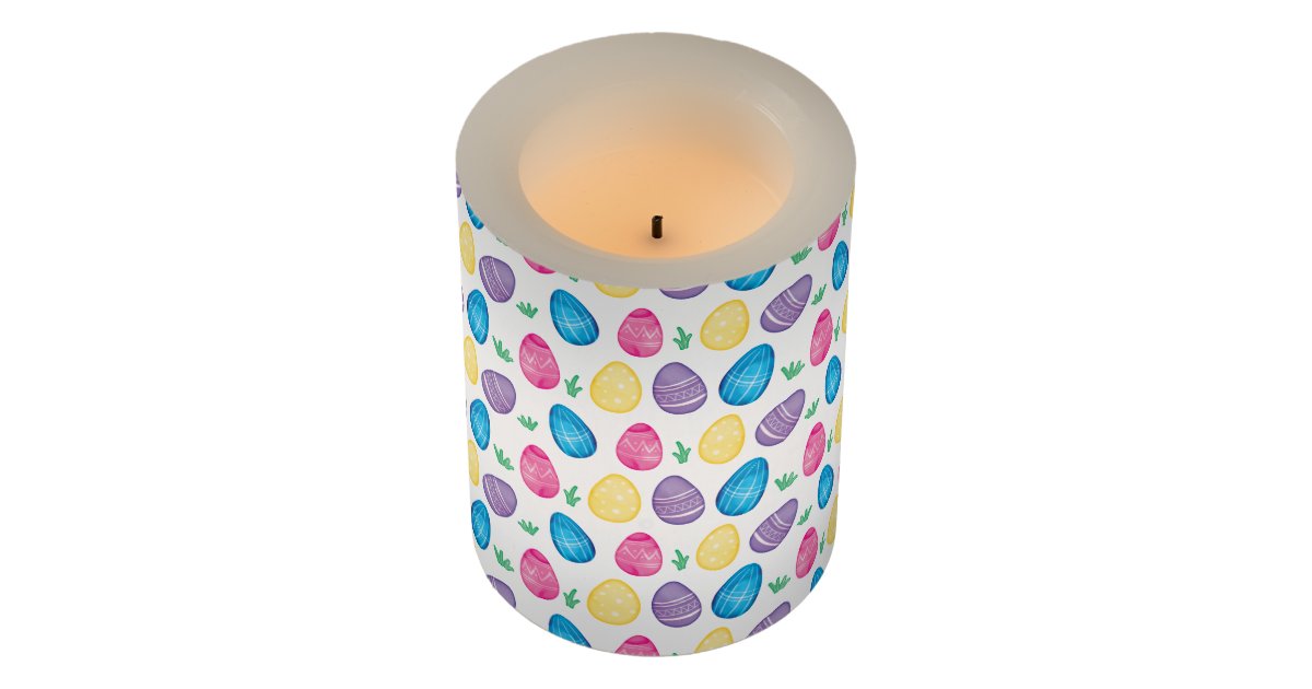 Watercolor Easter Egg Hunt Pattern Flameless Candle