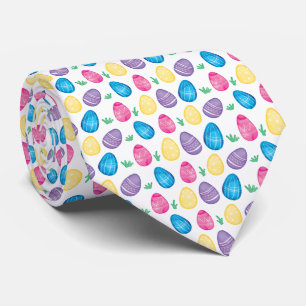 Watercolor Easter Egg Hunt Pattern Neck Tie