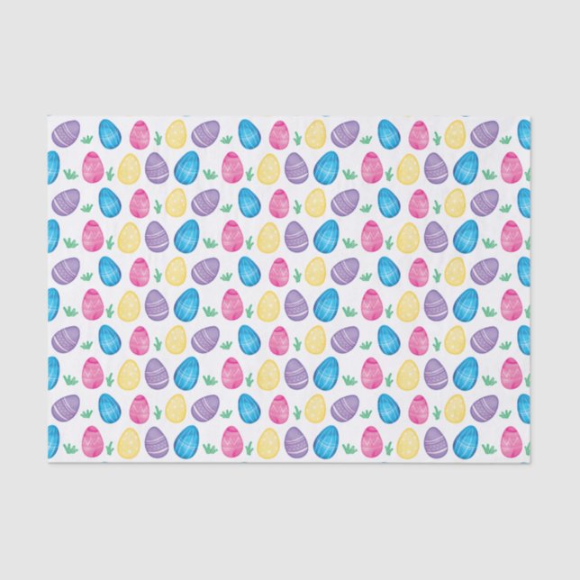 Watercolor Easter Egg Hunt Pattern Tissue Paper (Front)