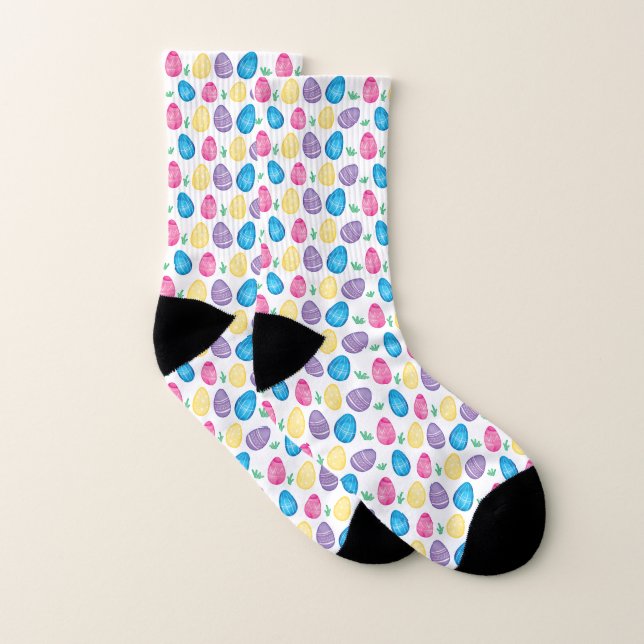 Watercolor Easter Egg Pattern Socks (Pair)