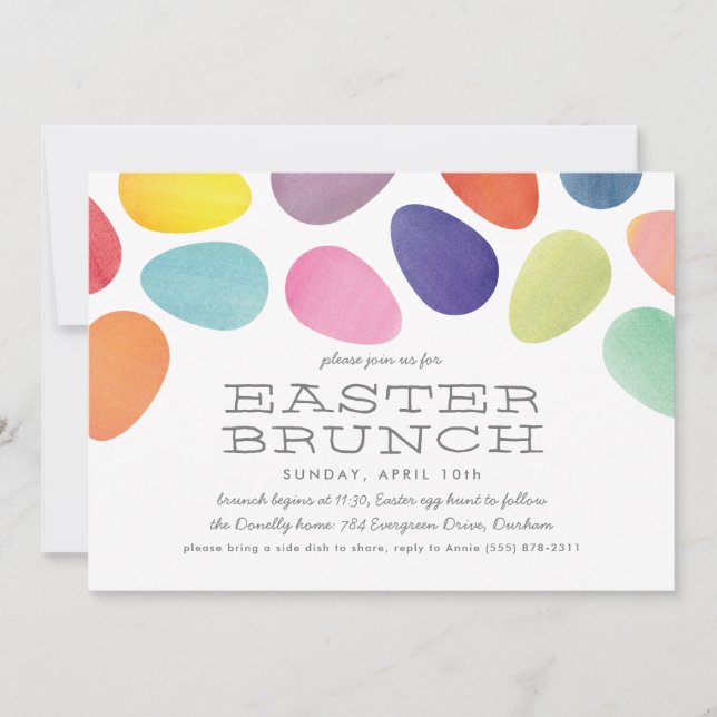 Watercolor Easter Eggs Brunch Invitation (Front)