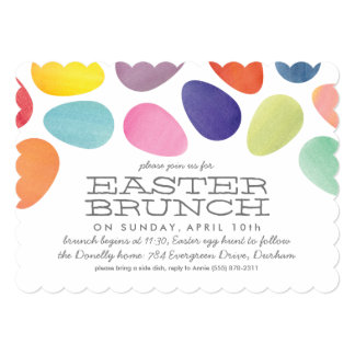 Watercolor Easter Eggs Brunch Invitation