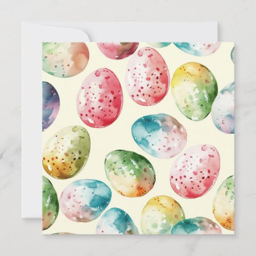 Watercolor Easter Eggs Card Happy Easter 2024 Holiday Card