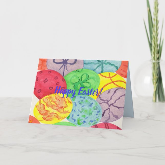 Watercolor Easter Eggs Custom Greeting Cards (Front)