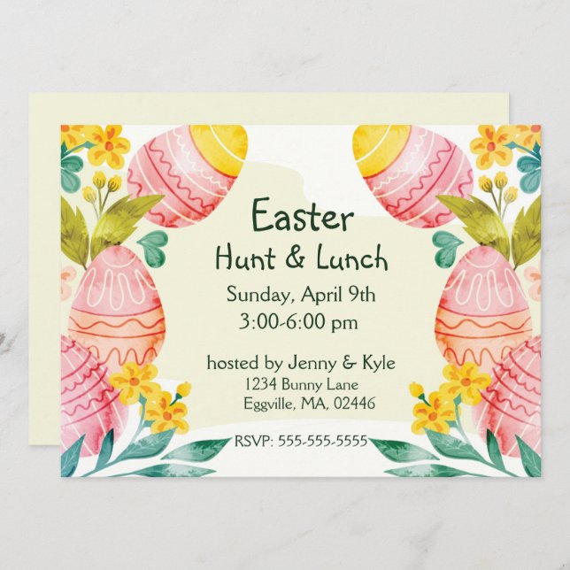 Watercolor Easter Eggs Easter Invitation (Front/Back)