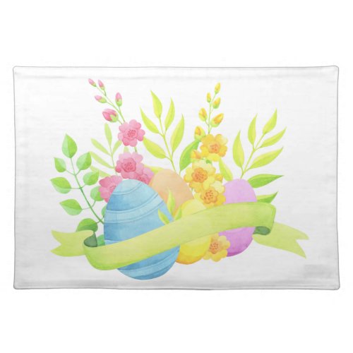WATERCOLOR EASTER EGGS  FLOWERS CLOTH PLACEMAT