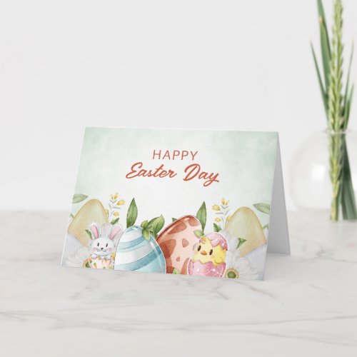 Watercolor Easter Eggs Happy Easter Holiday Card