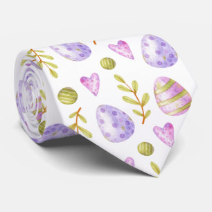 Watercolor Easter Eggs & Hearts Neck Tie
