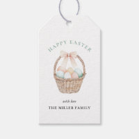 Watercolor Easter eggs in Basket Happy Easter