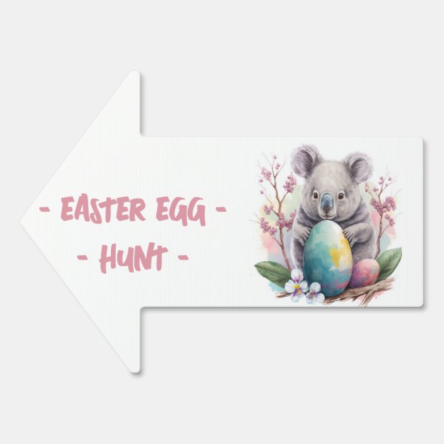Watercolor Easter Eggs - Koala -  Egg Hunt Arrow Sign (Front)