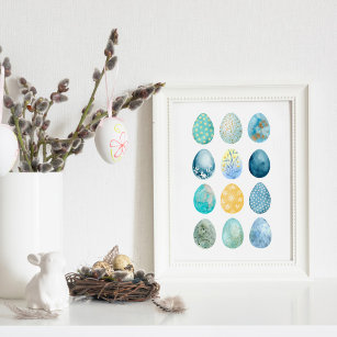Watercolor Easter Eggs Poster