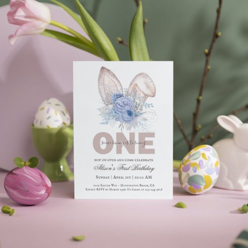 Watercolor Easter First Birthday Invitation