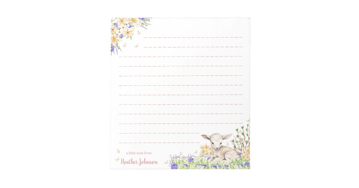 Easter Notepad Watercolor Easter Floral Lamb Notepad | Zazzle