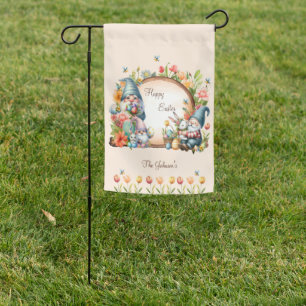 Watercolor Easter Gnome Personalized Garden Flag