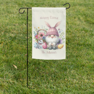 Watercolor Easter Gnome Personalized Garden Flag