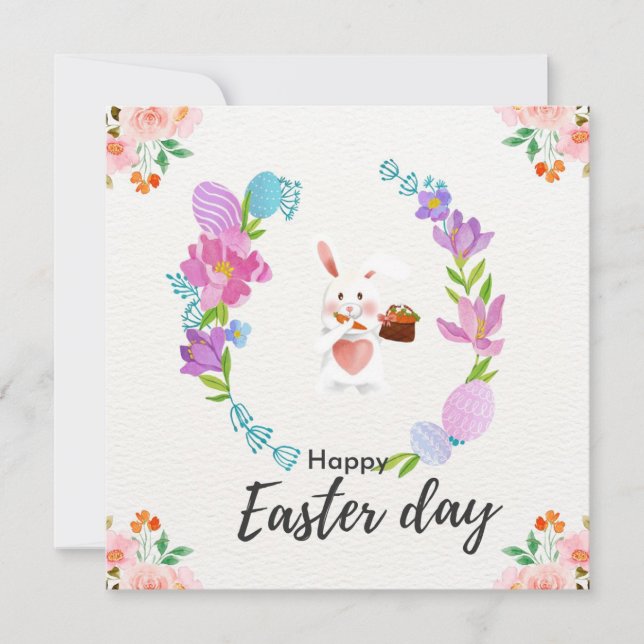 watercolor Easter greeting card design (Front)
