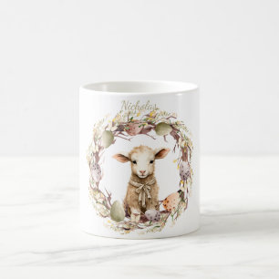 Watercolor Easter Lamb Personalized Coffee Mug
