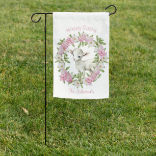 Watercolor Easter Lamb Personalized Garden Flag