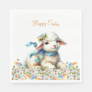 Watercolor Easter Lamb Personalized Napkins