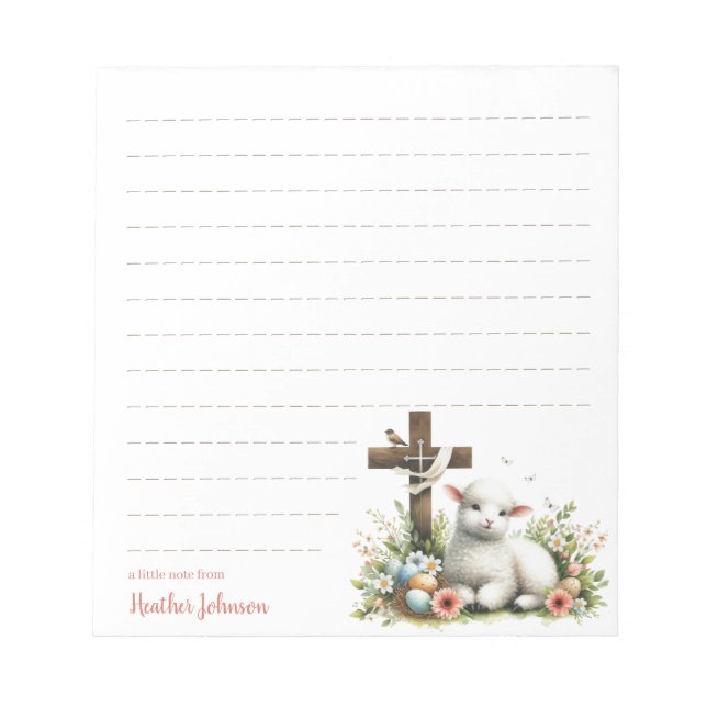 Watercolor Easter Lamb Personalized Notepad (Front)