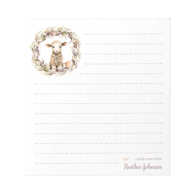 Watercolor Easter Lamb Personalized Notepad (Front)