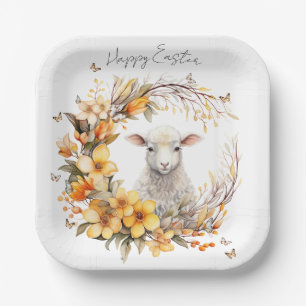 Watercolor Easter Lamb Personalized Paper Plates