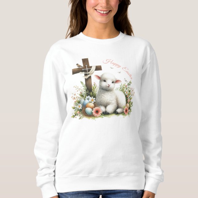 Watercolor Easter Lamb Personalized Sweatshirt (Front)