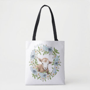 Watercolor Easter Lamb Personalized Tote Bag