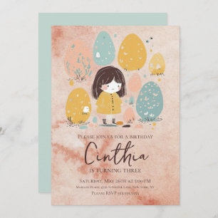 Watercolor Easter Pastel Toddler Girl Birthday Invitation