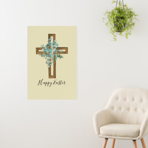 Watercolor Easter Rustic Cross and Eucalyptus  Foam Board